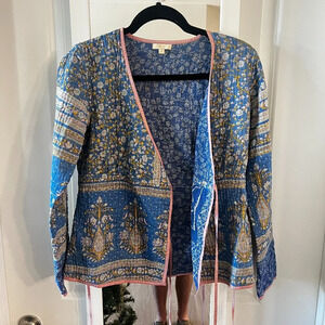 383 Joshi Long Sleeve Wrap Blouse Size 2 Color Blue